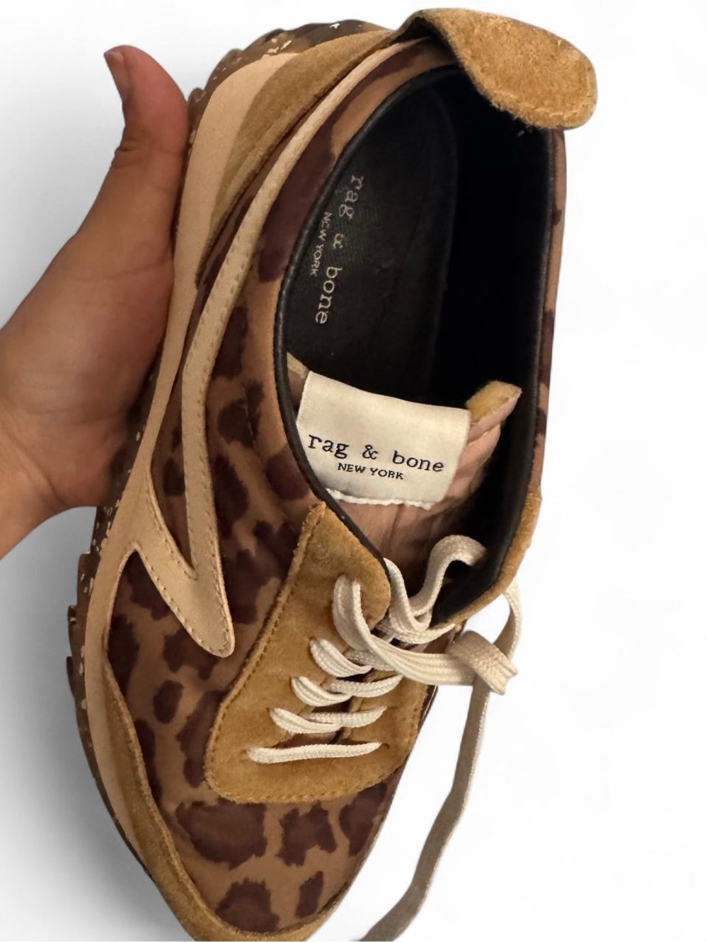 Rag & Bone Retro Runner Leopard Print Suede Leather Sneakers EU 37 - Picture 3 of 8
